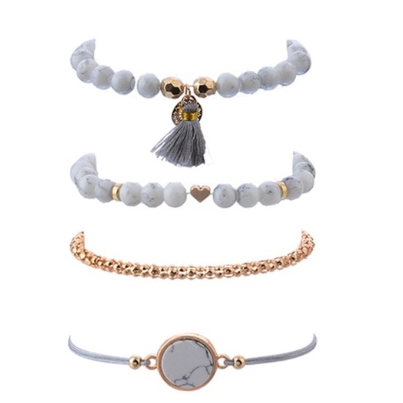 LAST 1❗️4Pc white/gray beaded boho bracelet set - Picture 2 of 4